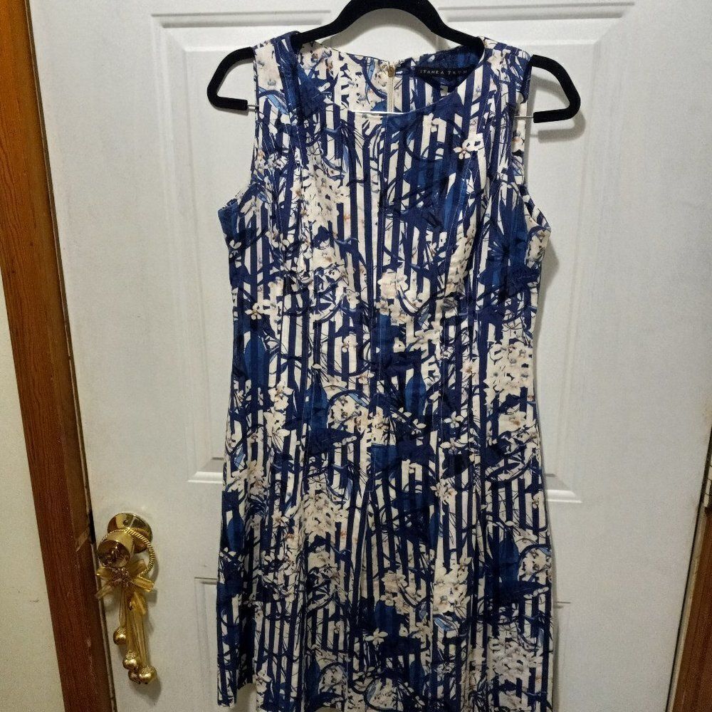 Ivanka Trump Floral with Blue Stripe Dress